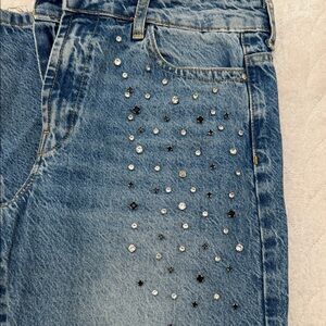 Zara Blue Wide Leg Jeans with Stud Detailing